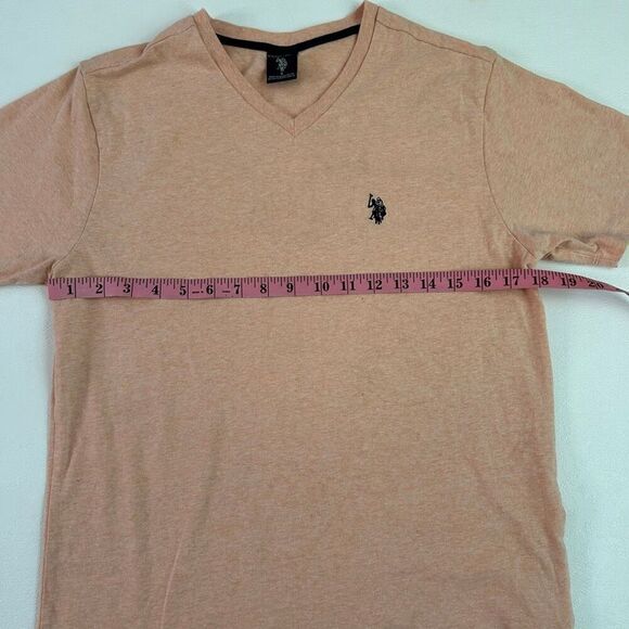 U.S. Polo Assn. Men’s V-Neck T-Shirt Small Peach Logo Embroidered Casual Tee - Picture 4 of 4